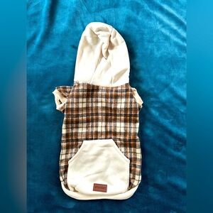 Cream and Brown Plaid Dog Hoodie